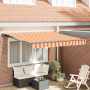 Toldo manual retráctil - Amarillo y naranja, 300 x 250 cm