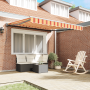 Toldo manual retráctil - Amarillo y naranja, 300 x 250 cm