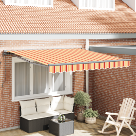 Toldo Retráctil Automático en Amarillo y Naranja, 300 x 250 cm