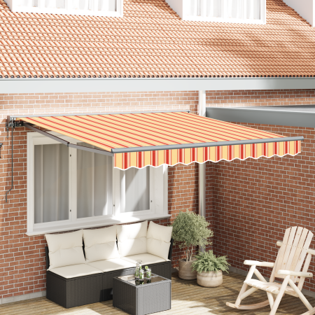 Toldo Retráctil Automático en Amarillo y Naranja, 300 x 250 cm