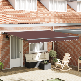 Toldo retráctil automático en marrón, 400 x 300 cm