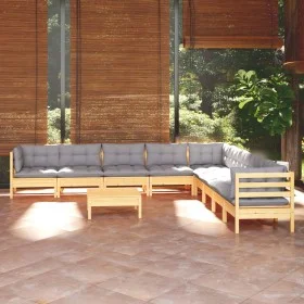 Garden furniture set 10 pieces and cushions solid pine wood by vidaXL, Garden sets - Ref: Foro24-3096820, Price: 789,59 €, Di...
