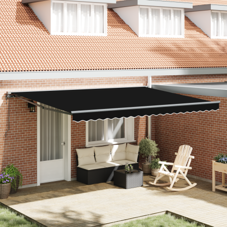 Toldo retráctil eléctrico en negro, 450 x 300 cm