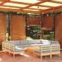 Garden furniture 12 pieces and gray cushions solid pine wood by vidaXL, Garden sets - Ref: Foro24-3097216, Price: 871,27 €, D...