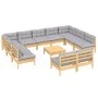 Garden furniture 12 pieces and gray cushions solid pine wood by vidaXL, Garden sets - Ref: Foro24-3097216, Price: 871,27 €, D...