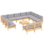 Gartenmöbel 12 Stück und graue Kissen aus massivem Kiefernholz von vidaXL, Gartensets - Ref: Foro24-3097216, Preis: 884,07 €,...