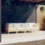 Muebles de jardín 4 pzas y cojines madera maciza de pino crema de vidaXL, Conjuntos de jardín - Ref: Foro24-3096148, Precio: ...