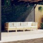 Muebles de jardín 4 pzas y cojines madera maciza de pino crema de vidaXL, Conjuntos de jardín - Ref: Foro24-3096148, Precio: ...