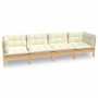 Muebles de jardín 4 pzas y cojines madera maciza de pino crema de vidaXL, Conjuntos de jardín - Ref: Foro24-3096148, Precio: ...