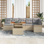 Conjunto de Sofá de Jardín de 7 Piezas con Cojines Beige Ratán