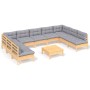 Garden furniture set 10 pieces and cushions solid pine wood by vidaXL, Garden sets - Ref: Foro24-3097180, Price: 755,61 €, Di...