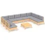 Garden furniture set 10 pieces and cushions solid pine wood by vidaXL, Garden sets - Ref: Foro24-3097180, Price: 767,48 €, Di...