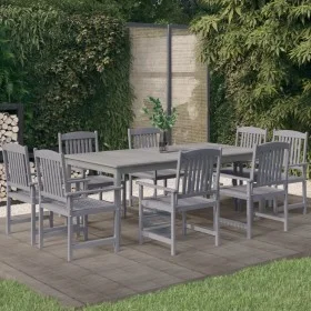 Garden dining set 9 pieces solid gray acacia wood by vidaXL, Garden sets - Ref: Foro24-3098683, Price: 819,86 €, Discount: %