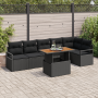 Set de Sofás de Jardín de 7 Piezas con Cojines Rattan PE Negros