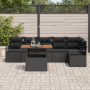Set de Sofás de Jardín de 7 Piezas con Cojines Rattan PE Negros
