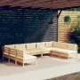 Garden furniture 9 pieces and cushions solid cream pine wood by vidaXL, Garden sets - Ref: Foro24-3097175, Price: 692,76 €, D...