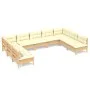 Garden furniture 9 pieces and cushions solid cream pine wood by vidaXL, Garden sets - Ref: Foro24-3097175, Price: 692,76 €, D...