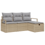 Conjunto de Sofá de Jardín de 4 Piezas con Cojines Beige