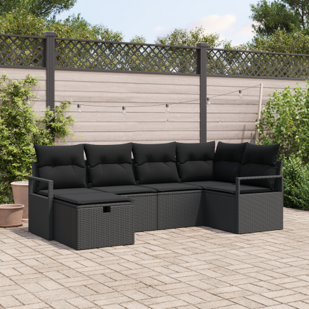 Set de 6 piezas de sofá de jardín con cojines de rattan