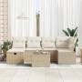 Conjunto de Sofás de Jardín de 7 Piezas con Cojines Ratán Beige
