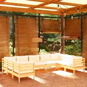 Gartenmöbel 9 Stück Kissen aus cremefarbenem Kiefernholz von vidaXL, Gartensets - Ref: Foro24-3097319, Preis: 711,33 €, Rabat...