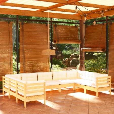 Gartenmöbel 9 Stück Kissen aus cremefarbenem Kiefernholz von vidaXL, Gartensets - Ref: Foro24-3097319, Preis: 711,33 €, Rabat...