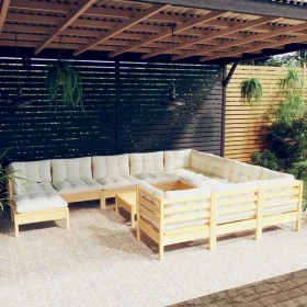 Garden furniture 10 pieces and cream pine wood cushions by vidaXL, Garden sets - Ref: Foro24-3097049, Price: 913,71 €, Discou...
