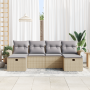 Conjunto de Sofá de Jardín de 6 Piezas con Cojines Beige Ratán