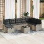 Conjunto de Sofás de Jardín de 9 Piezas con Cojines Gris Claro