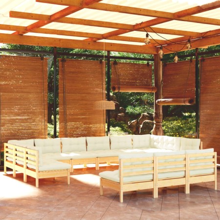 Garden furniture 13 pieces and cushions solid cream pine wood by vidaXL, Garden sets - Ref: Foro24-3097235, Price: 1,00 €, Di...