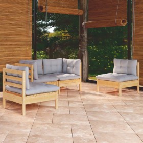 4-teiliges Gartenmöbel-Set mit Kissen aus massivem Kiefernholz von vidaXL, Gartensets - Ref: Foro24-3096171, Preis: 301,74 €,...
