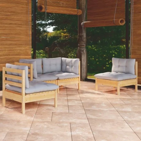 4-teiliges Gartenmöbel-Set mit Kissen aus massivem Kiefernholz von vidaXL, Gartensets - Ref: Foro24-3096171, Preis: 293,68 €,...