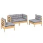 4-teiliges Gartenmöbel-Set mit Kissen aus massivem Kiefernholz von vidaXL, Gartensets - Ref: Foro24-3096171, Preis: 293,68 €,...