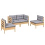 4-teiliges Gartenmöbel-Set mit Kissen aus massivem Kiefernholz von vidaXL, Gartensets - Ref: Foro24-3096171, Preis: 301,74 €,...
