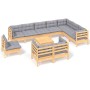 Gartenmöbel-Set 11 Stück und Kissen aus massivem Kiefernholz von vidaXL, Gartensets - Ref: Foro24-3096784, Preis: 859,58 €, R...