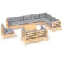 Juego de muebles de jardín 11 pzas y cojines madera maciza pino de vidaXL, Conjuntos de jardín - Ref: Foro24-3096784, Precio:...