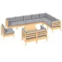 Juego de muebles de jardín 11 pzas y cojines madera maciza pino de vidaXL, Conjuntos de jardín - Ref: Foro24-3096784, Precio:...