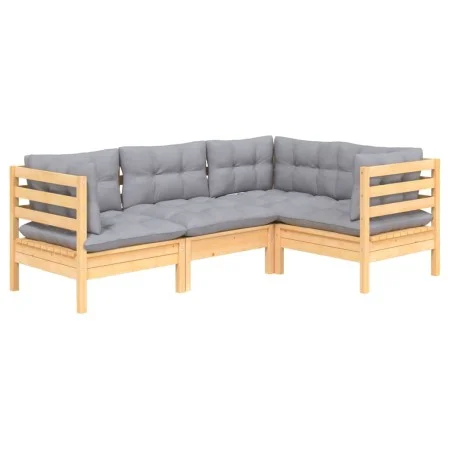 Juego de muebles de jardín 4 pzas y cojines madera de pino de vidaXL, Conjuntos de jardín - Ref: Foro24-3096369, Precio: 348,...