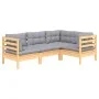 Juego de muebles de jardín 4 pzas y cojines madera de pino de vidaXL, Conjuntos de jardín - Ref: Foro24-3096369, Precio: 348,...