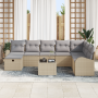Conjunto de Sofá de Jardín de 9 piezas con Cojines Beige