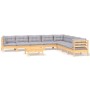 Gartenmöbel-Set 9-teilig und Kissen aus massivem Kiefernholz von vidaXL, Gartensets - Ref: Foro24-3096808, Preis: 648,55 €, R...