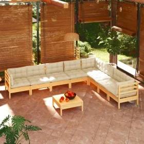 Gartenmöbel 9 Stück und Kissen aus massivem Kiefernholz creme von vidaXL, Gartensets - Ref: Foro24-3096809, Preis: 652,66 €, ...