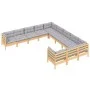 Gartenmöbel 11-teilig und Kissen aus grauem Kiefernholz von vidaXL, Gartensets - Ref: Foro24-3097018, Preis: 862,44 €, Rabatt: %