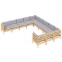 Gartenmöbel 11-teilig und Kissen aus grauem Kiefernholz von vidaXL, Gartensets - Ref: Foro24-3097018, Preis: 862,44 €, Rabatt: %