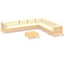 9-piece garden furniture set with solid pine wood cream cushions by vidaXL, Garden sets - Ref: Foro24-3096809, Price: 695,86 ...