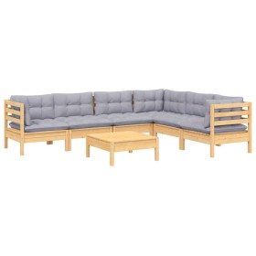 7-piece garden furniture set with solid pine wood cushions by vidaXL, Garden sets - Ref: Foro24-3096688, Price: 515,97 €, Dis...