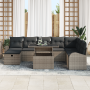 Conjunto de Sofá de Jardín de 9 Piezas con Cojines Gris