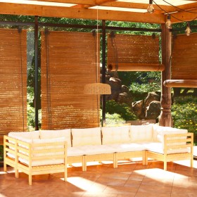 Garden furniture 7 pieces cream pine wood cushions by vidaXL, Garden sets - Ref: Foro24-3097307, Price: 582,18 €, Discount: %