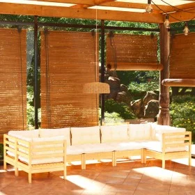 Gartenmöbel 7 Stück Kissen aus cremefarbenem Kiefernholz von vidaXL, Gartensets - Ref: Foro24-3097307, Preis: 530,00 €, Rabat...