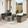 Conjunto de Sofá Jardín Modular de 9 Piezas con Cojines Gris de